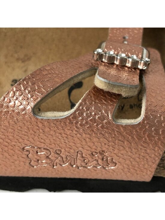 Birkenstock Sandals Womens 38 Leather Metallic Pink Flats  Shoes Slip Ons US 7 - Picture 3 of 12